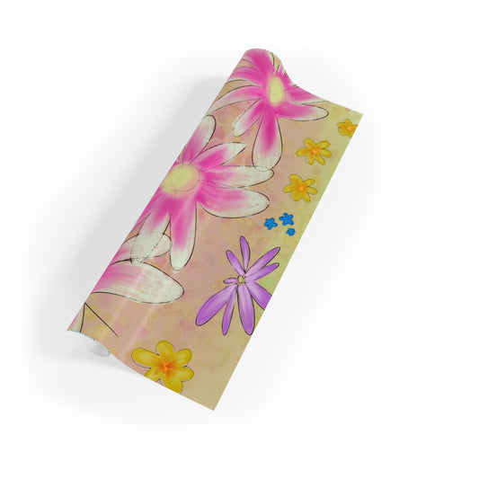 Floral Watercolor Gift Wrap Roll — Pastel Flowers Wrapping Paper