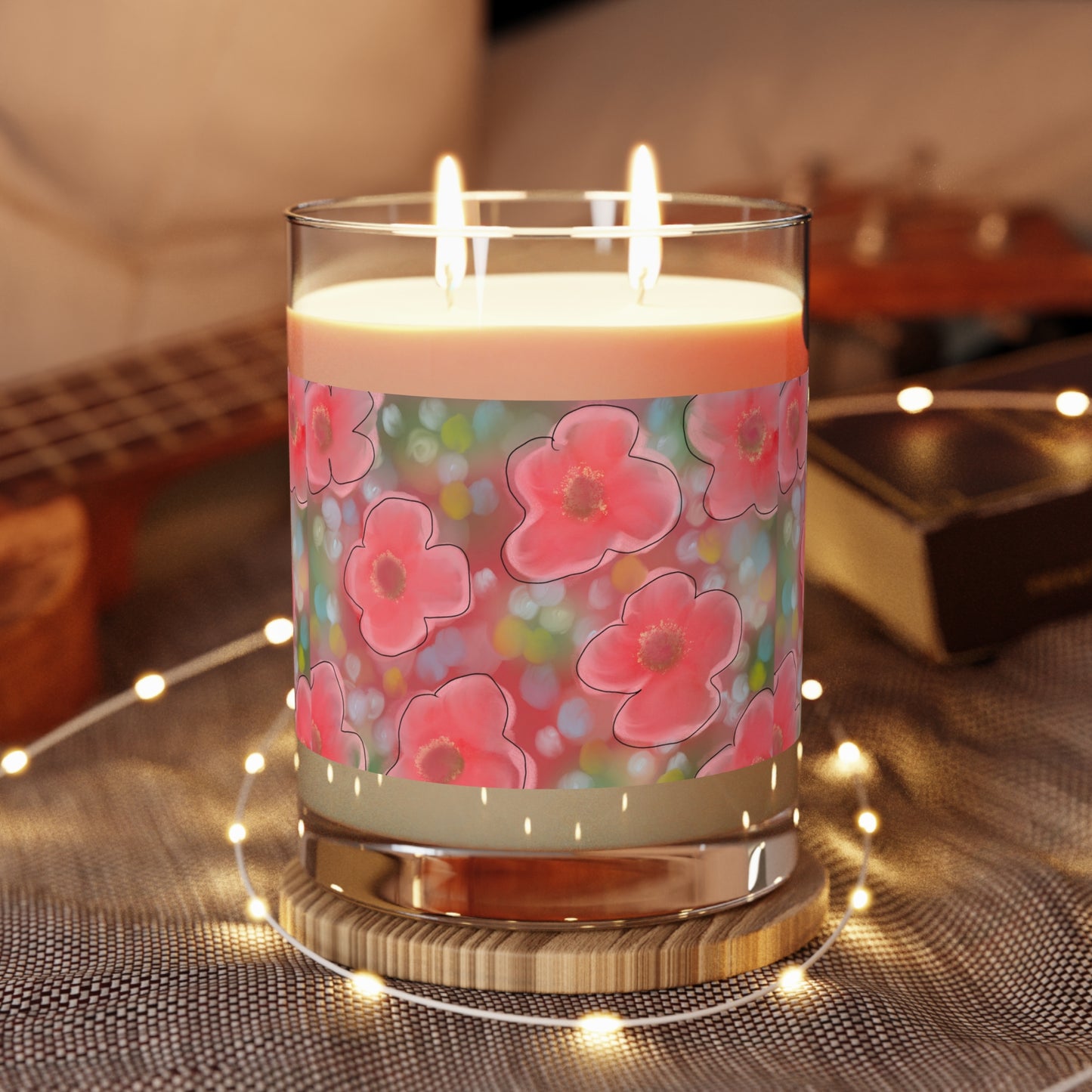 Floral Pink Bloom Scented Candle — 11oz Glass Jar