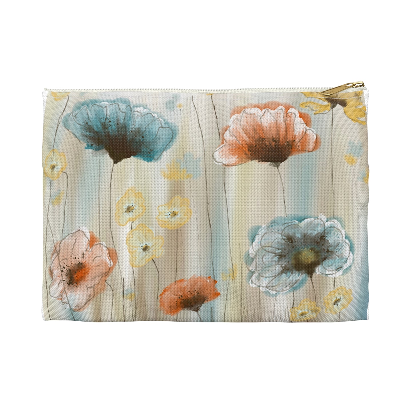 Floral Watercolor Accessory Pouch — Pastel Poppy Makeup & Travel Bag