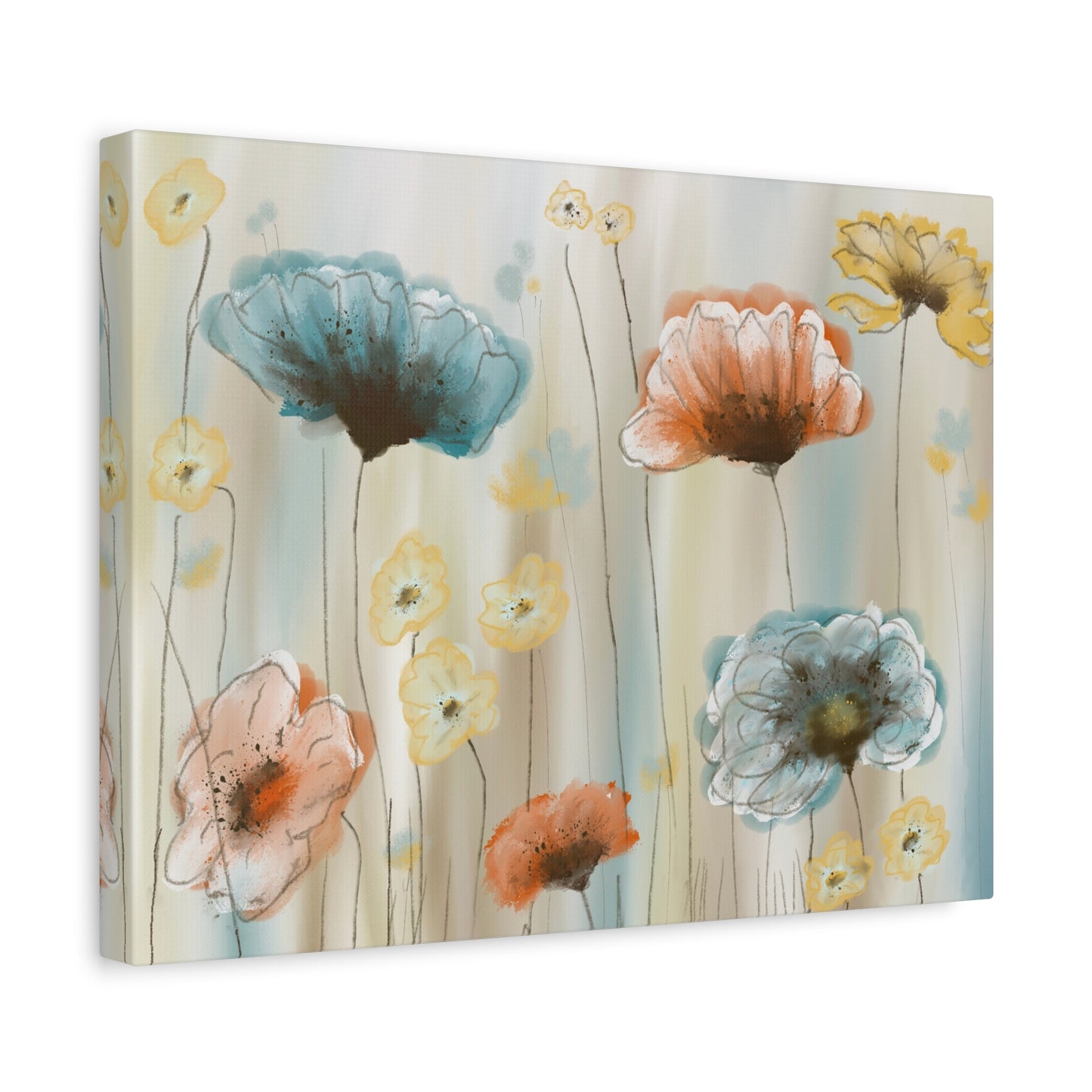 Floral Poppies Matte Canvas Wall Art – Stretched 1.25"