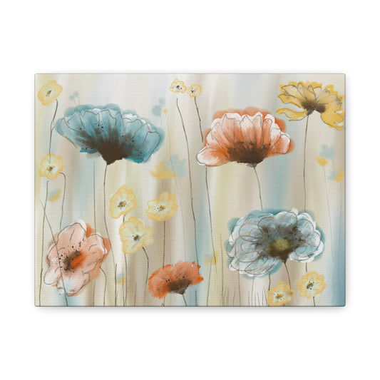 Floral Poppies Matte Canvas Wall Art – Stretched 1.25"