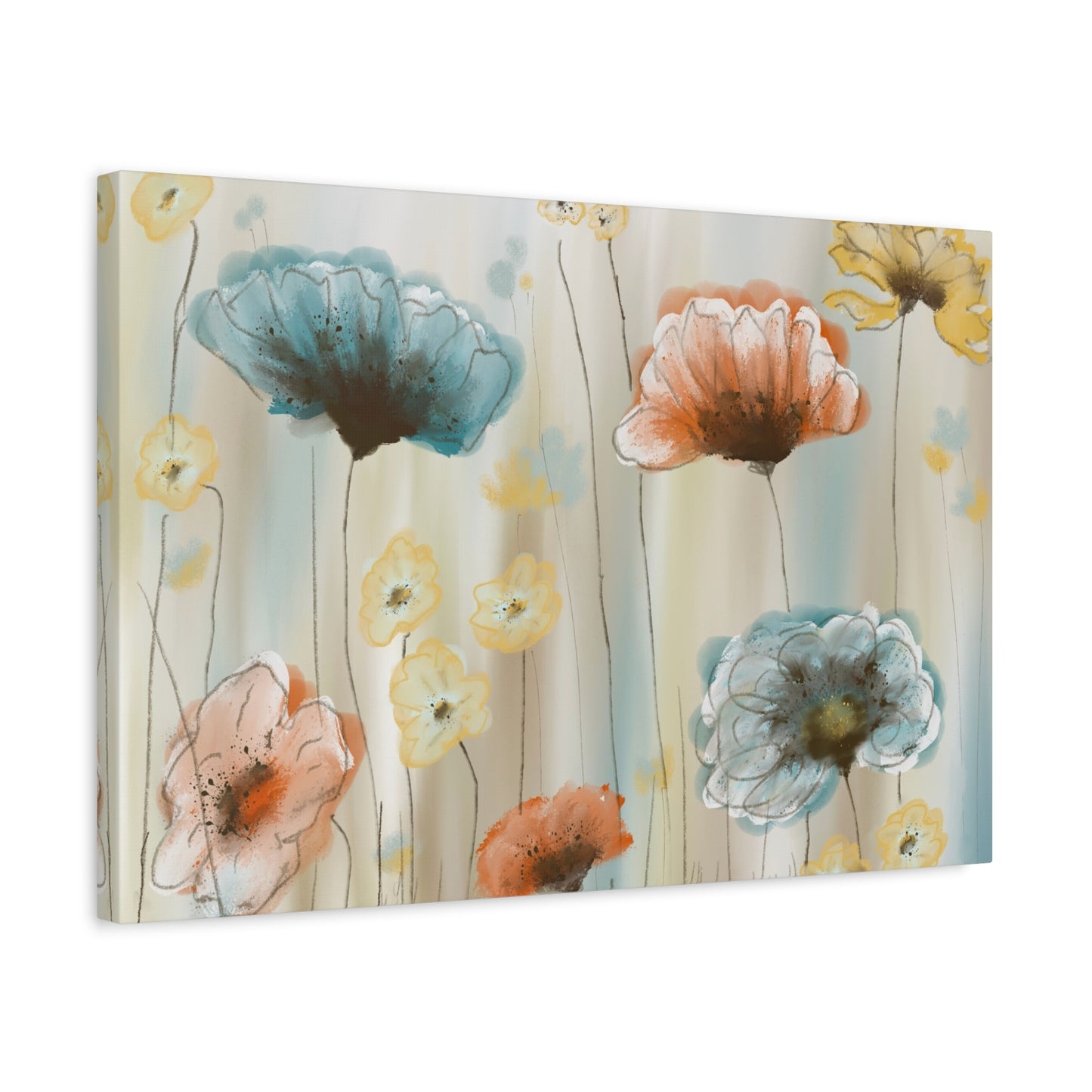 Floral Poppies Matte Canvas Wall Art – Stretched 1.25"