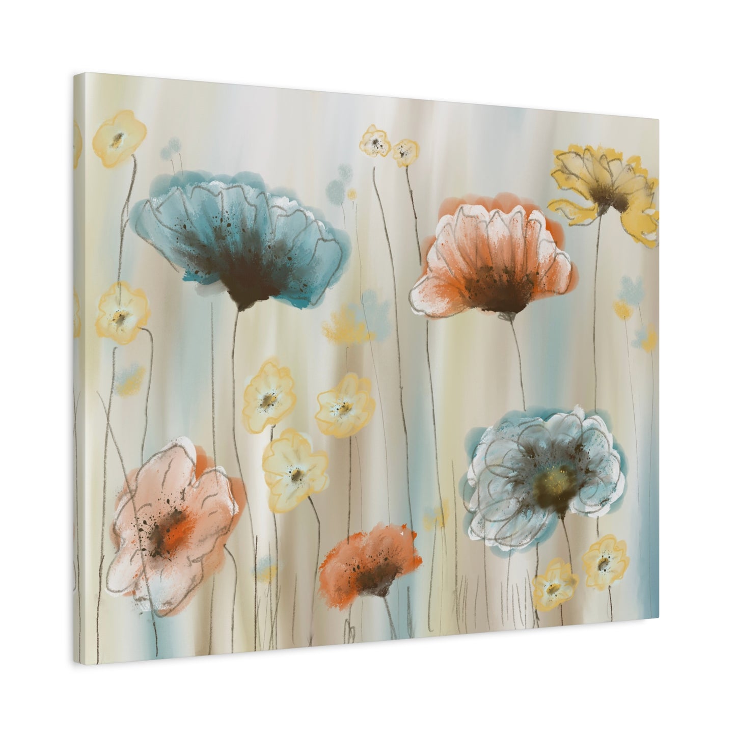 Floral Poppies Matte Canvas Wall Art – Stretched 1.25"