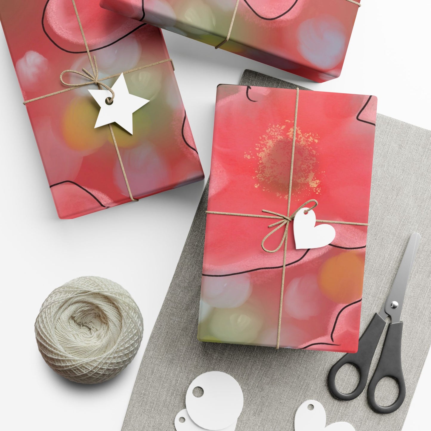 Floral Poppy Gift Wrap Paper — Pink Blush Floral Wrapping Sheets for Birthdays & Mother's Day