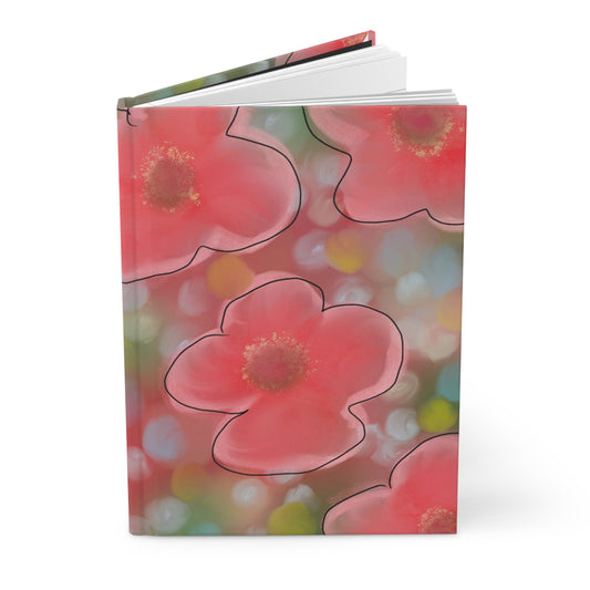 Floral Bokeh Hardcover Journal — Pink Poppy Notebook