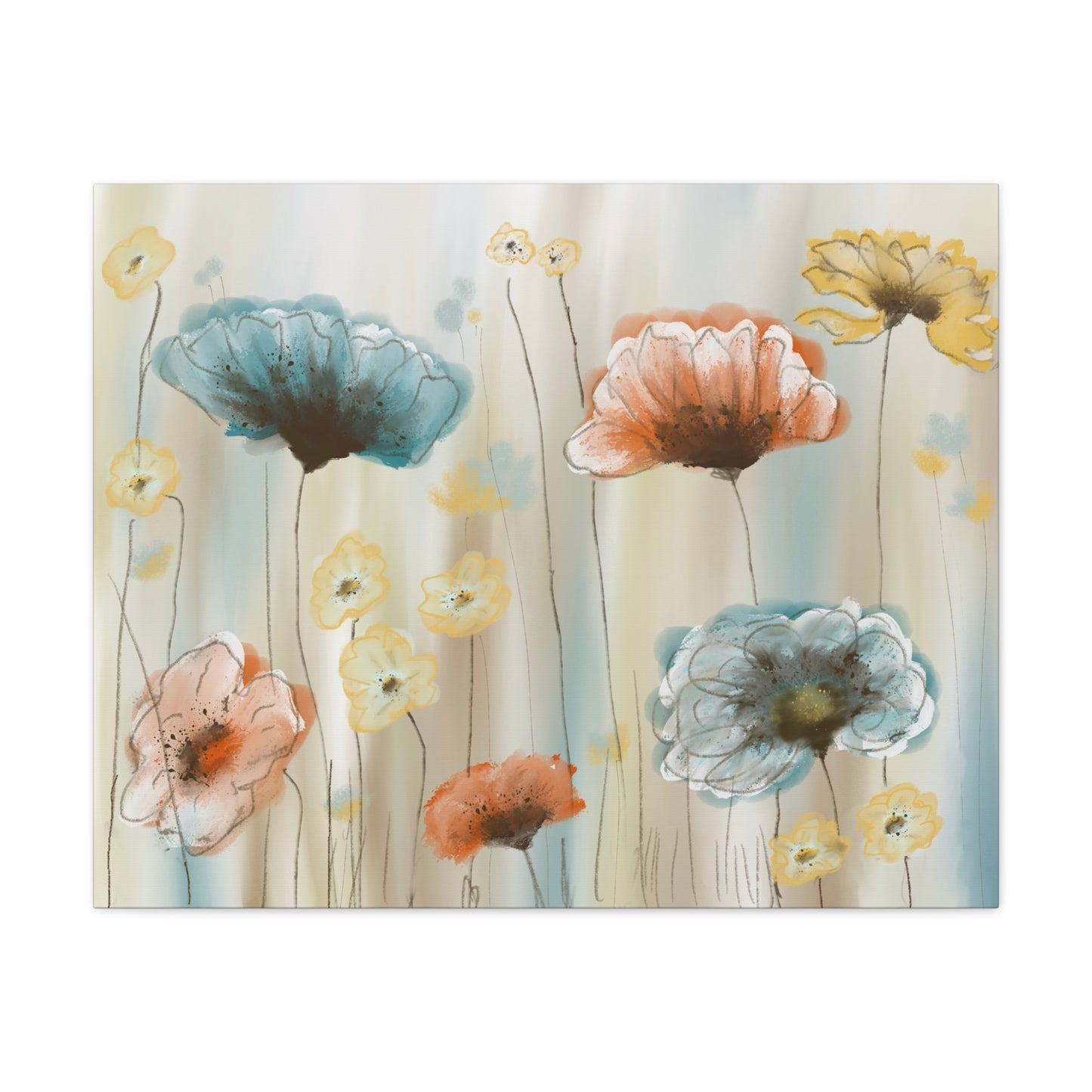 Floral Poppies Matte Canvas Wall Art – Stretched 1.25"