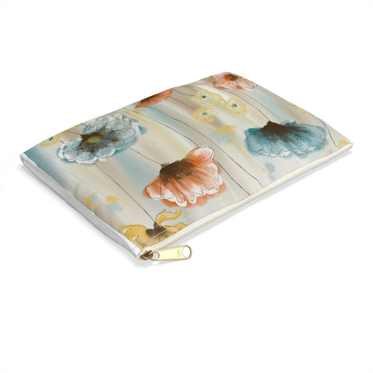 Floral Watercolor Accessory Pouch — Pastel Poppy Makeup & Travel Bag