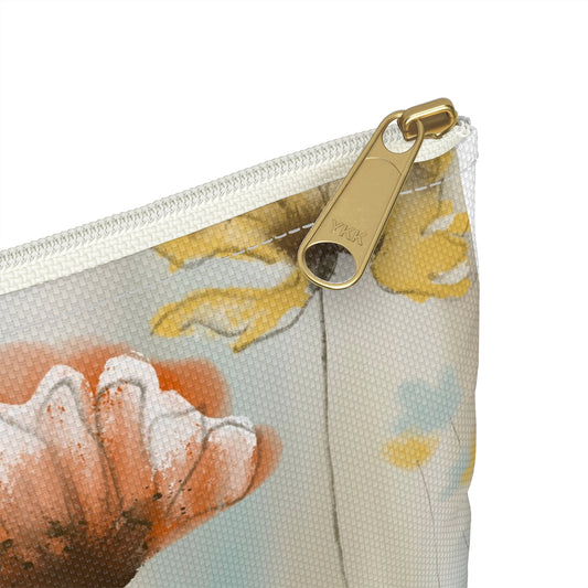 Floral Watercolor Accessory Pouch — Pastel Poppy Makeup & Travel Bag