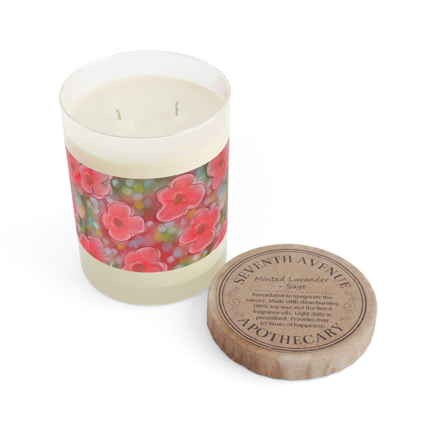 Floral Pink Bloom Scented Candle — 11oz Glass Jar